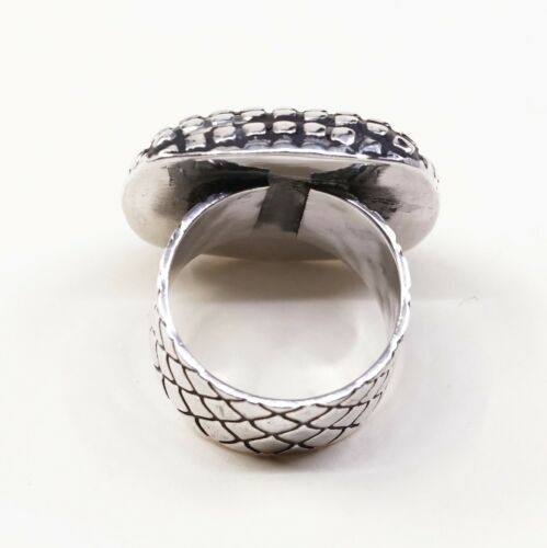 Size 7, Vtg Sterling Silver Handmade Cocktail Ring 925 Silver Statement w/ beads