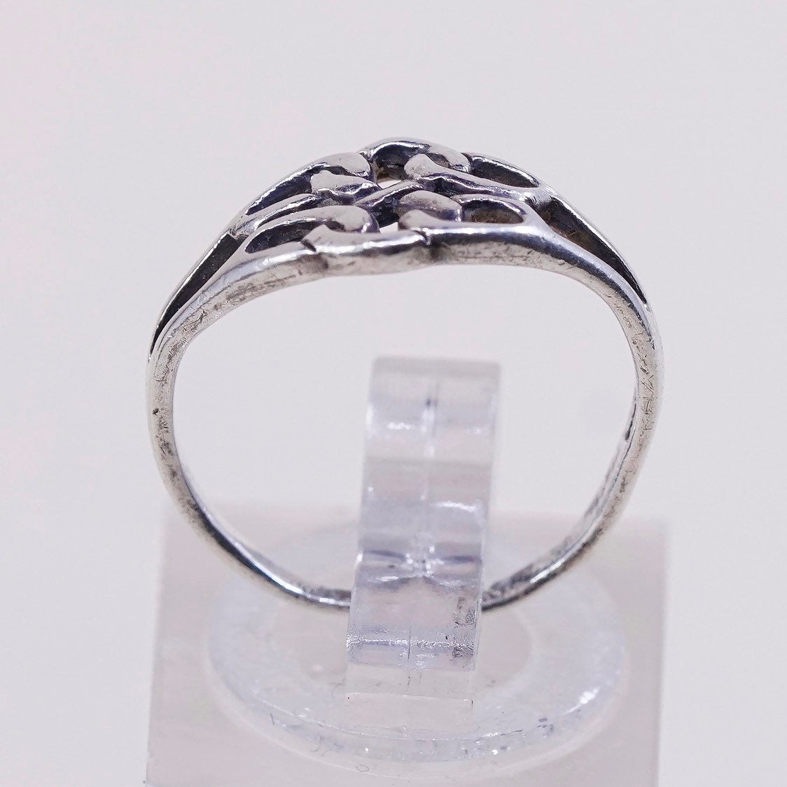 sz 5.25, vtg sterling silver handmade wired ring, 925 irish knot band