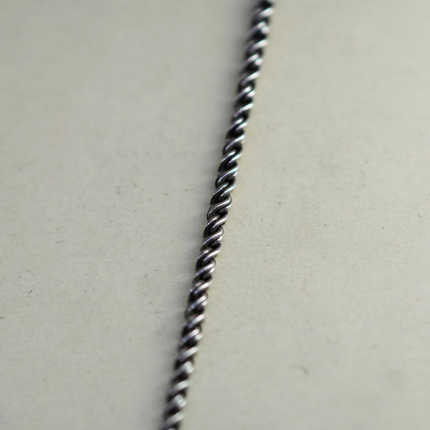 17.5”, 1.6mm, Vintage sterling silver 925 handmade twisted curb chain, necklace