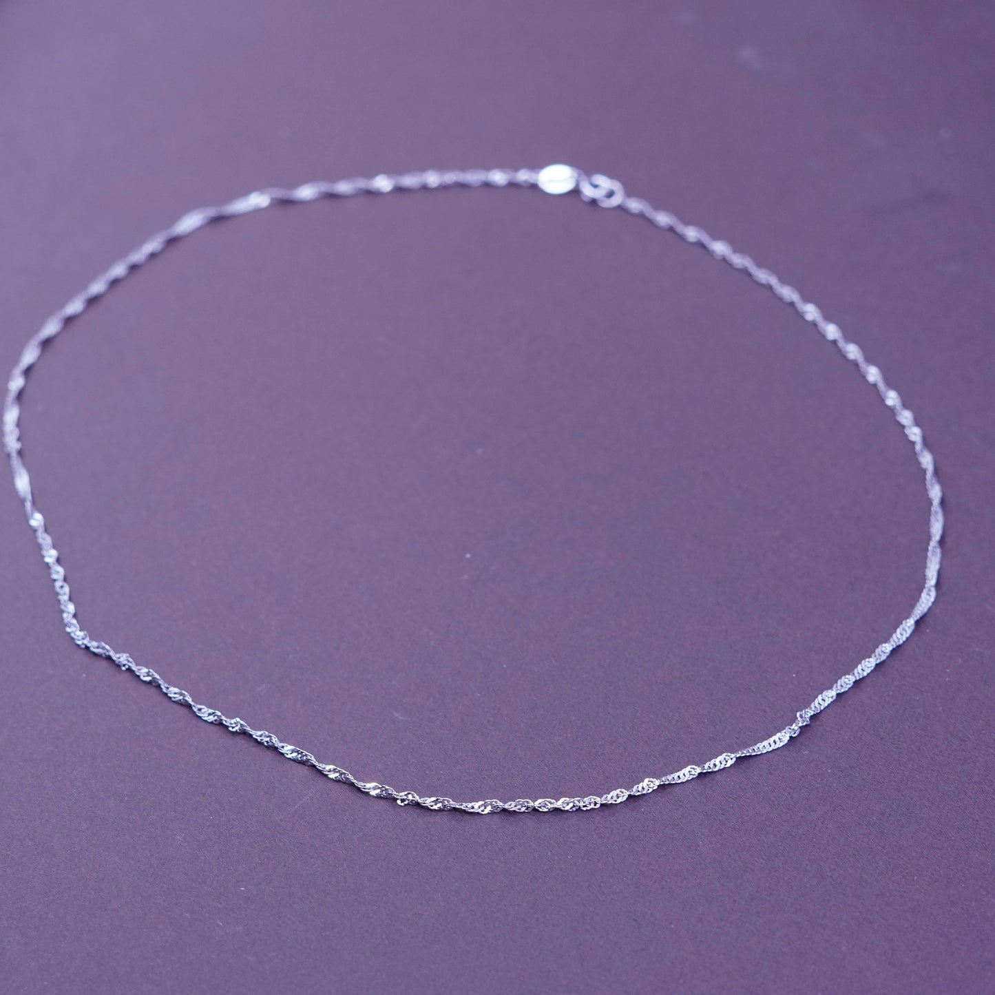18",, vintage sterling silver necklace, oxidized 925 twisted curb chain