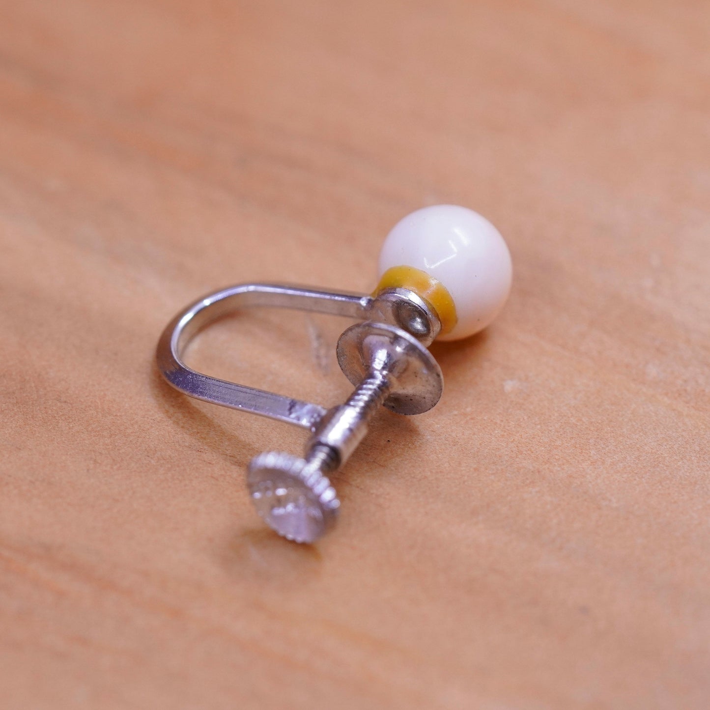 Vintage Sterling silver screw back handmade earrings, 925 dangles pink quartz