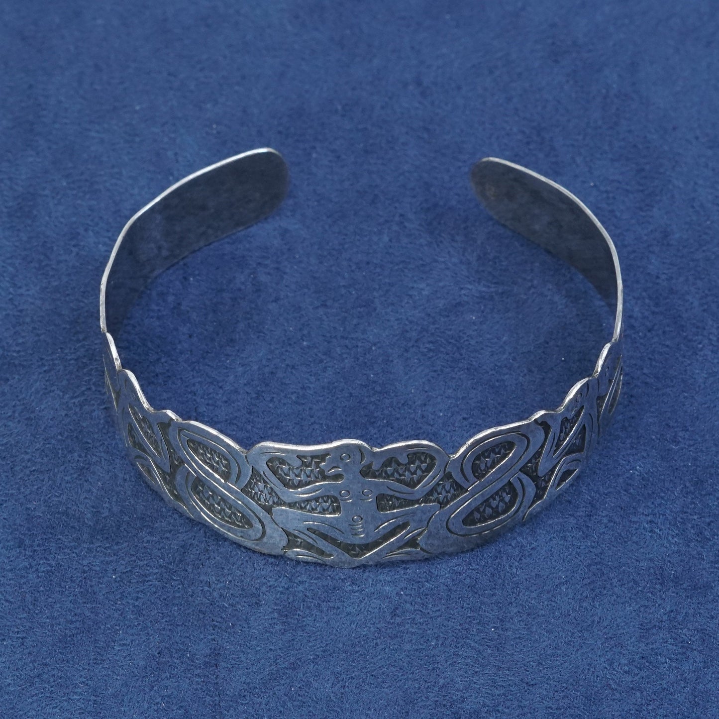 8.25", vtg sterling silver handmade bracelet, 925 worship cuff