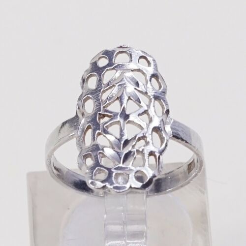 Size 5, Vtg Sterling Silver Handmade Ring, 925 Silver Band W/ Filigree Whirl