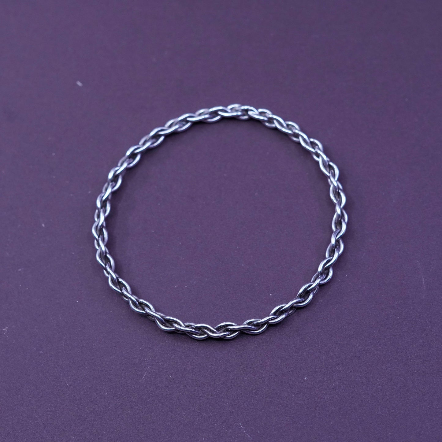 7.75”, Sterling silver handmade bracelet, Mexico 925 braided, woven bangle
