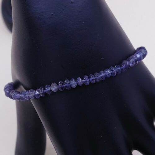 7+1.5”, Vtg Sterling 925 Silver Handmade Bracelet W/ Amethyst Nuggets