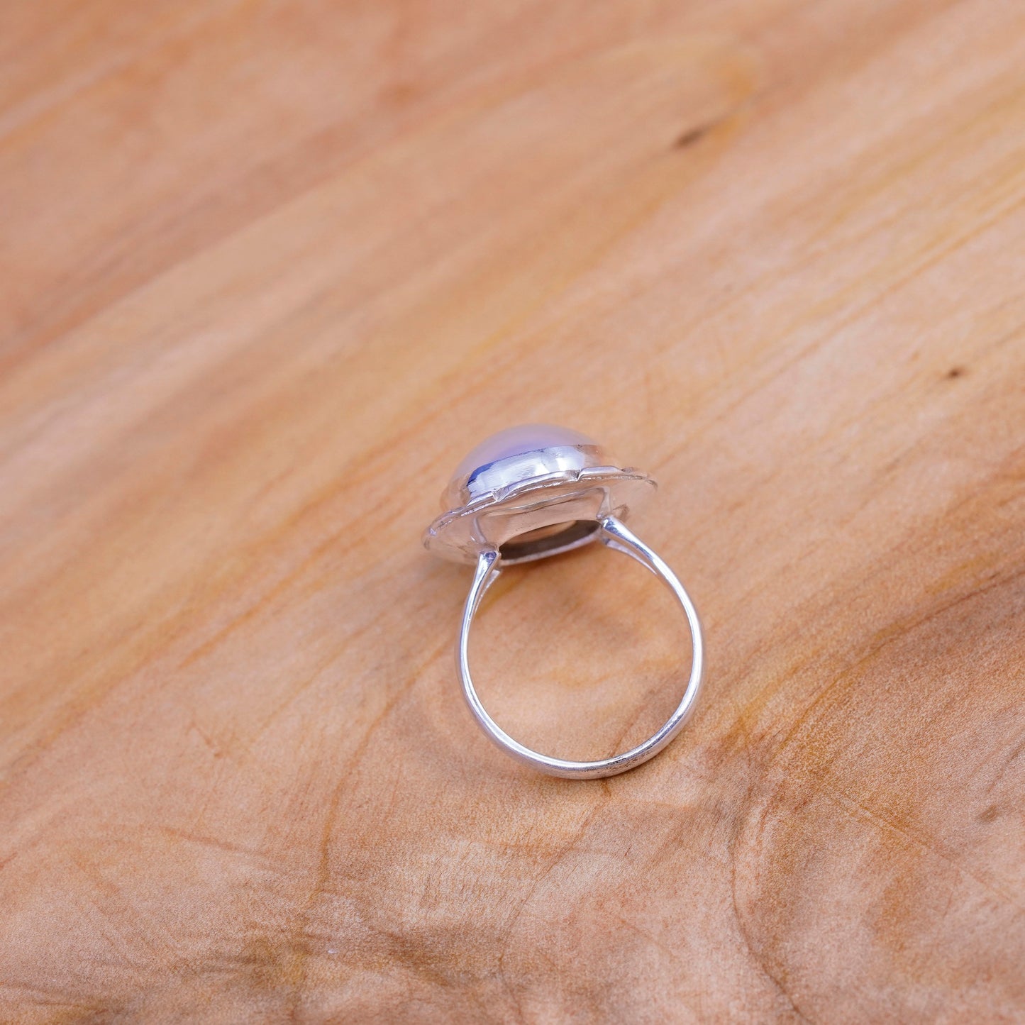 Size 6.25, vintage Sterling 925 silver handmade ring with pearl