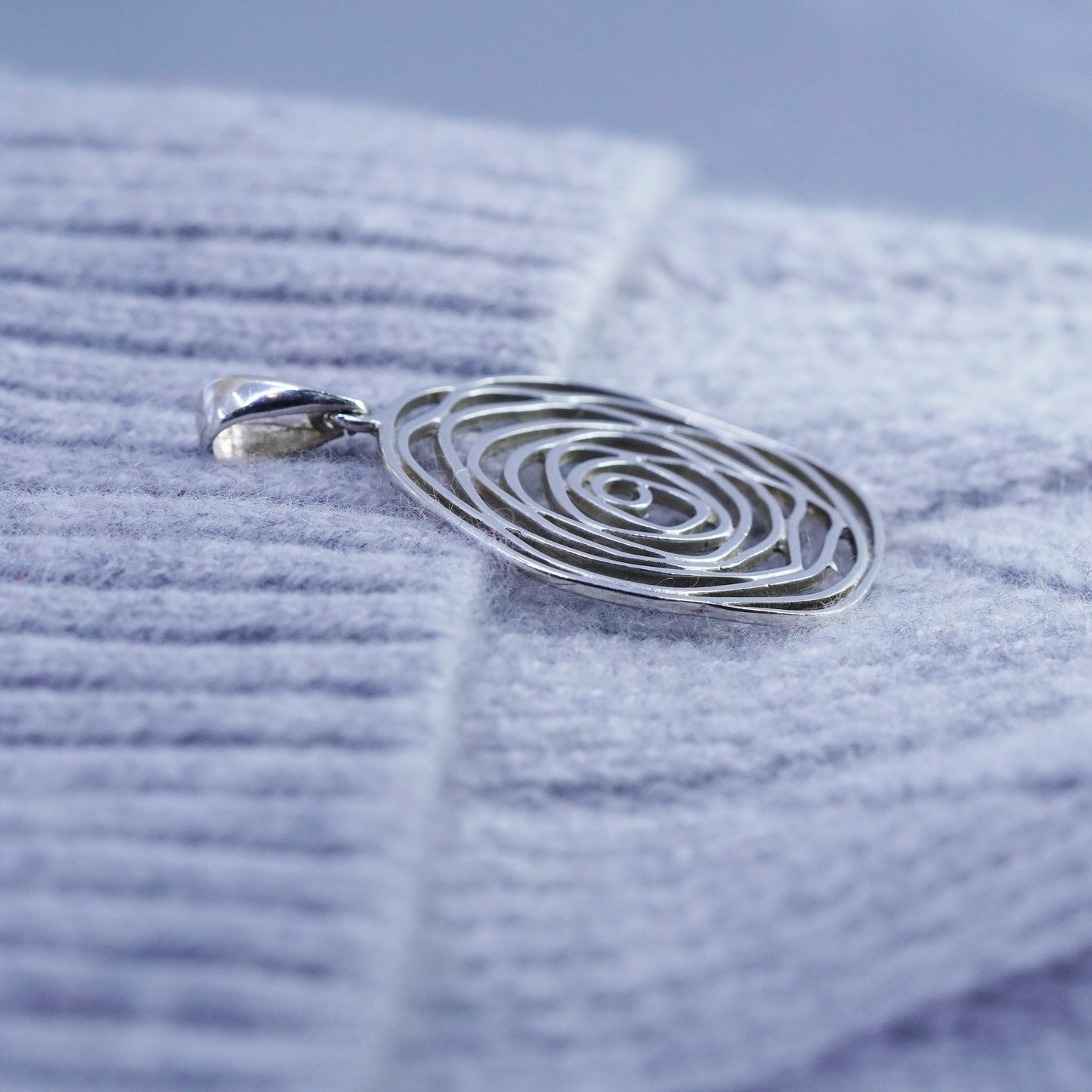 Vintage sterling 925 silver filigree flower pendant charm