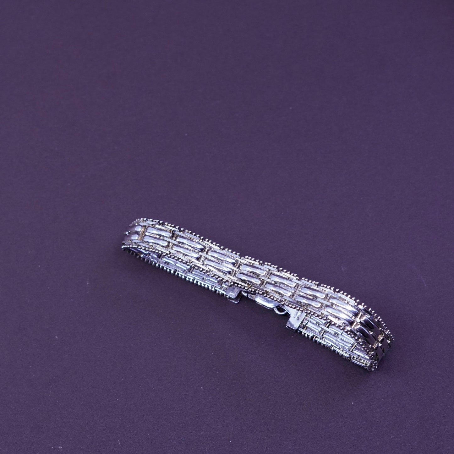 7”, 10mm, vintage milor Sterling silver bracelet, Italy 925 Riccio chain