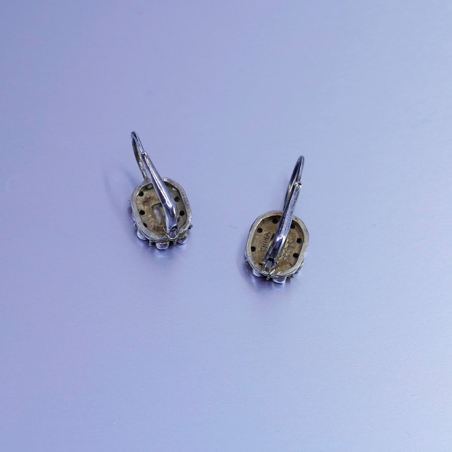 Vintage vermeil gold over Sterling 925 silver handmade earrings citrine pearls
