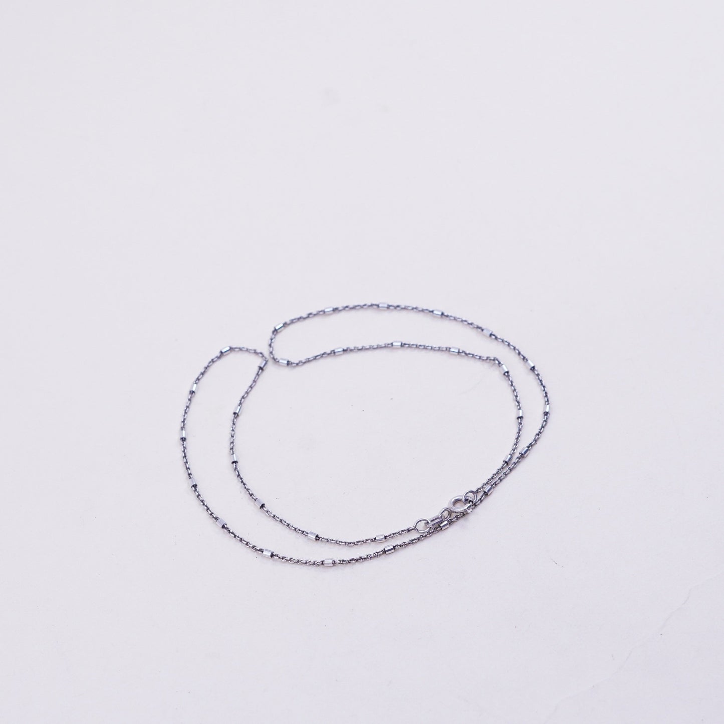16”, 1mm, Vintage sterling silver beads chain, 925 necklace
