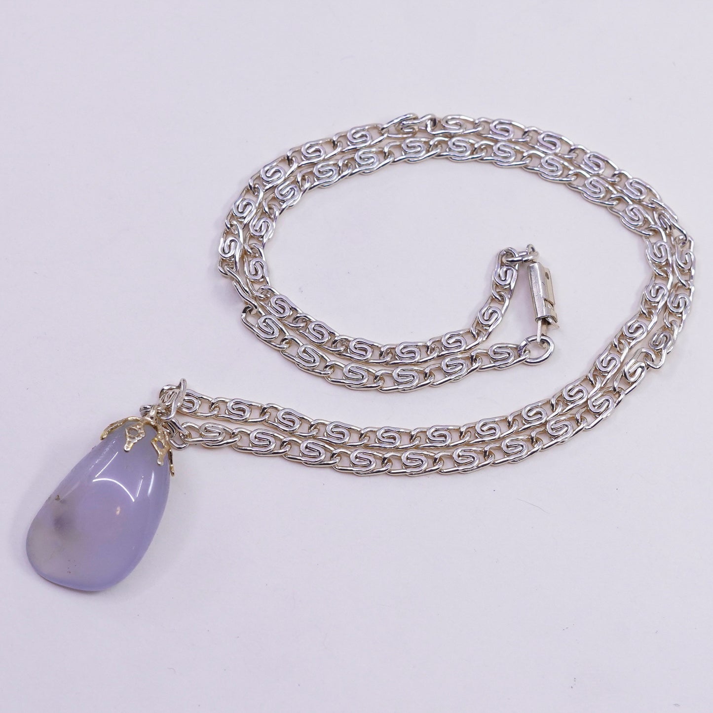 18”, vermeil gold over sterling silver necklace, 925 chain moonstone pendant