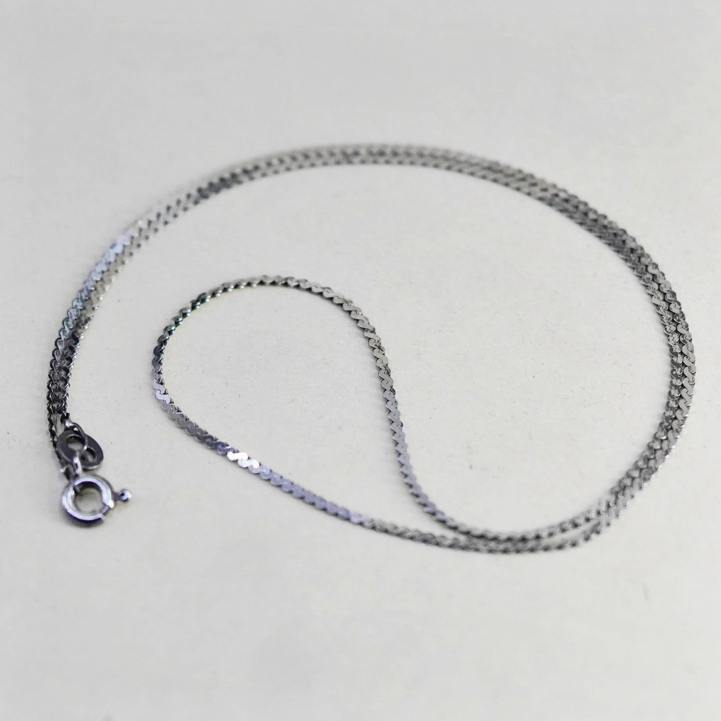 14”, 1mm, Vintage Italy sterling silver 925 s link chain, necklace