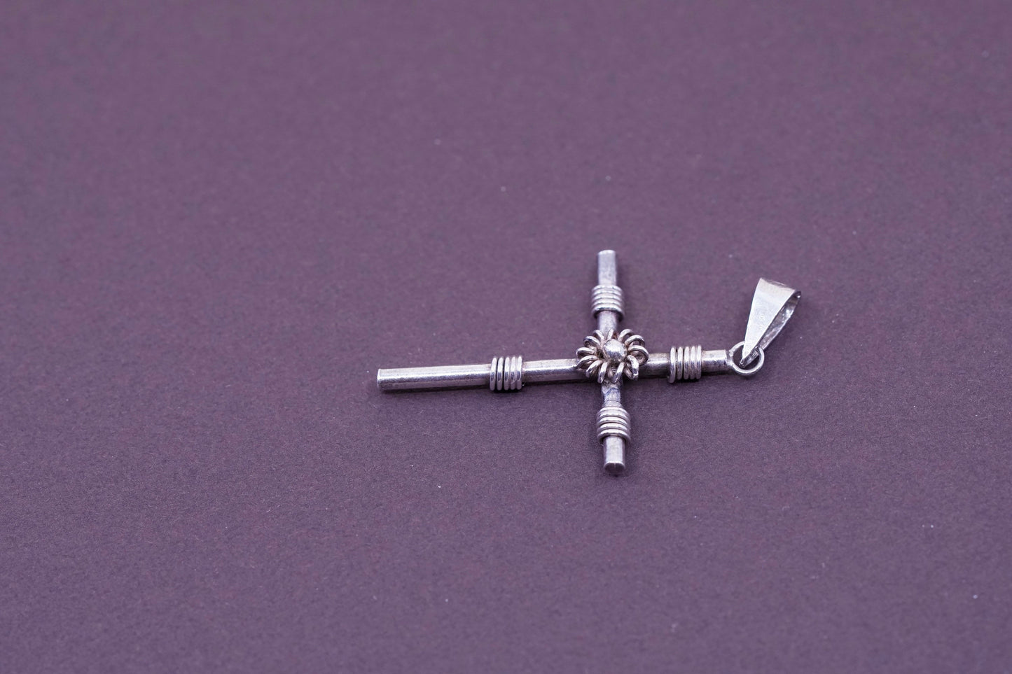 Vintage Sterling silver handmade pendant, 925 wired cross