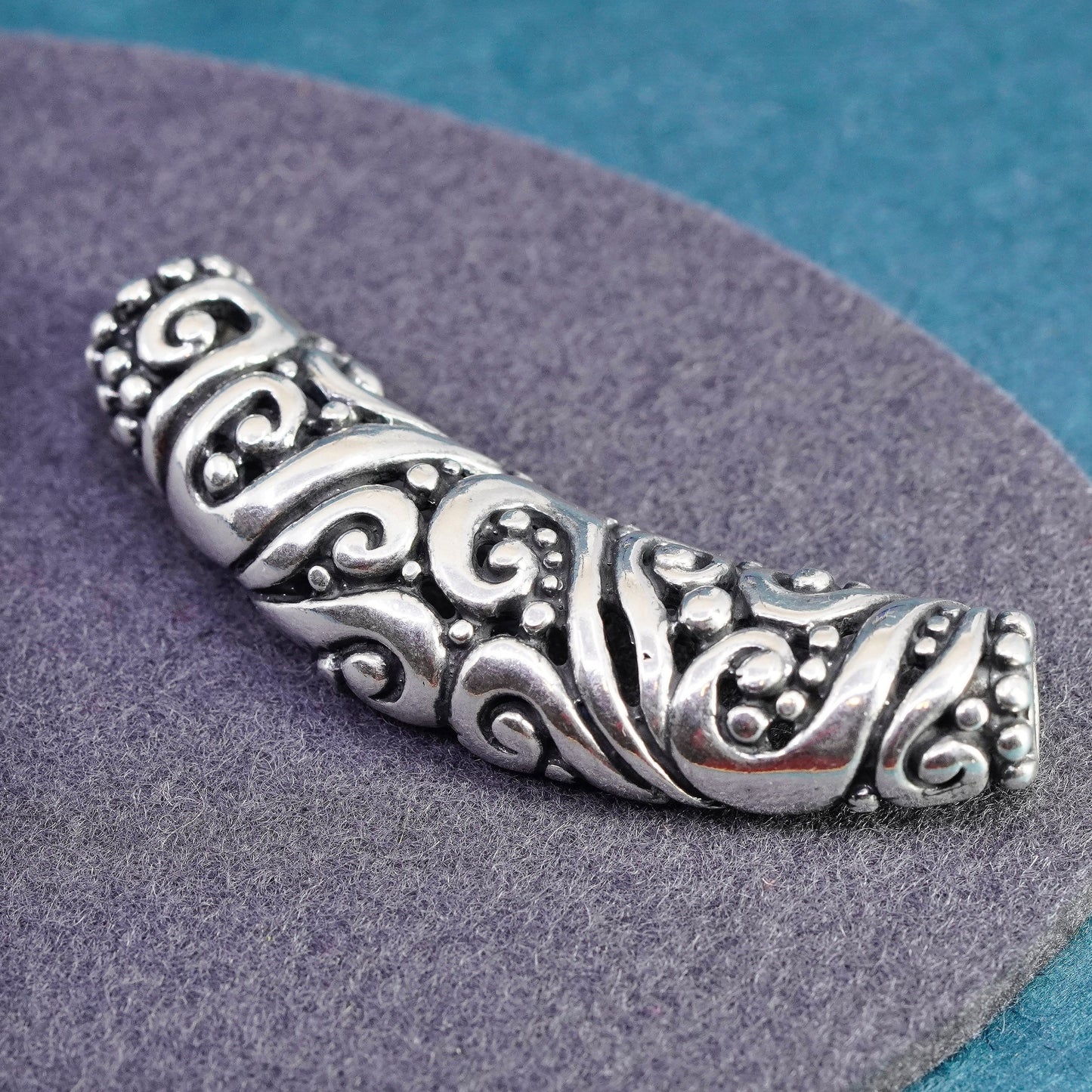 Vintage Sterling silver handmade pendant, 925 swirly slide pendant