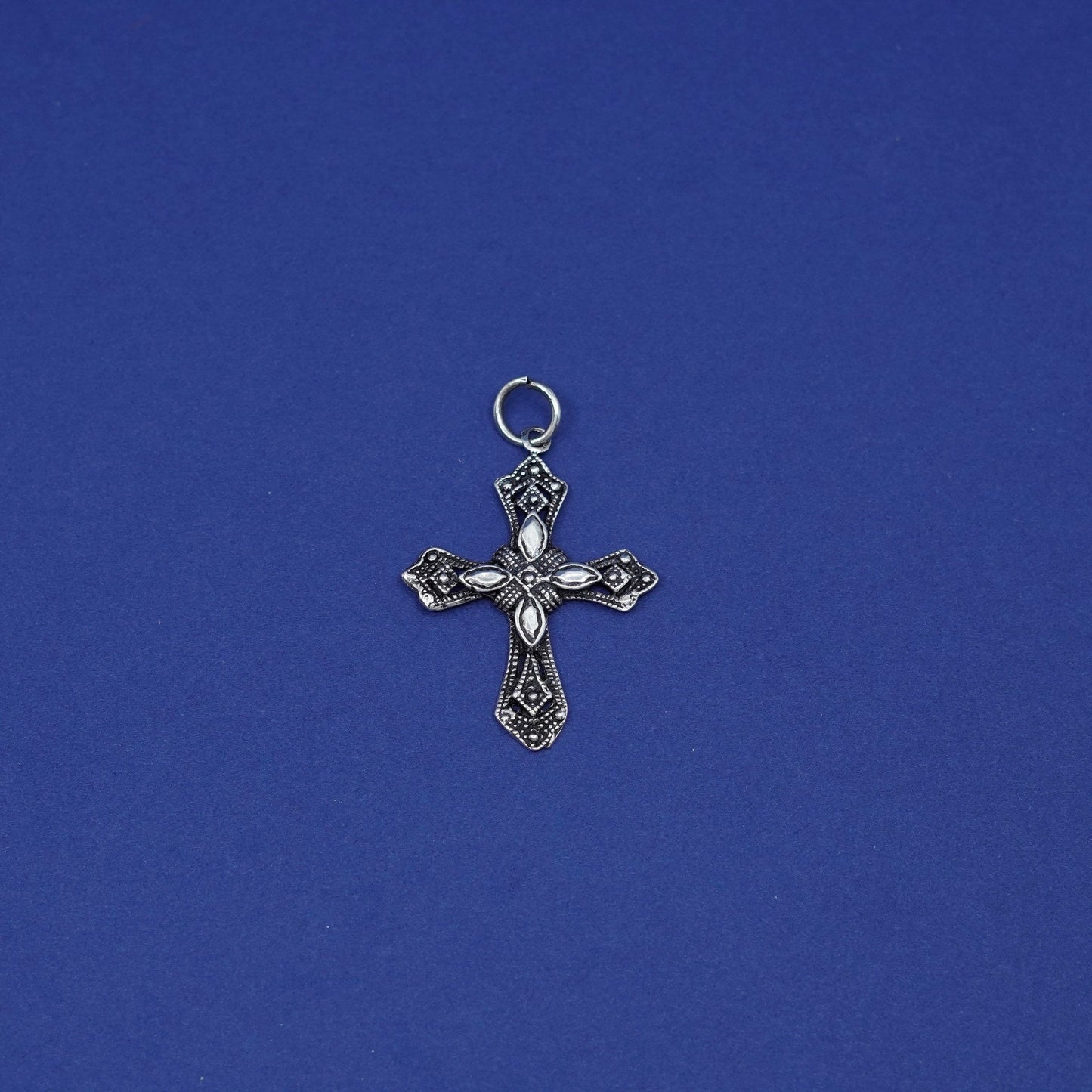 Vintage Sterling silver handmade pendant, 925 bali cross charm