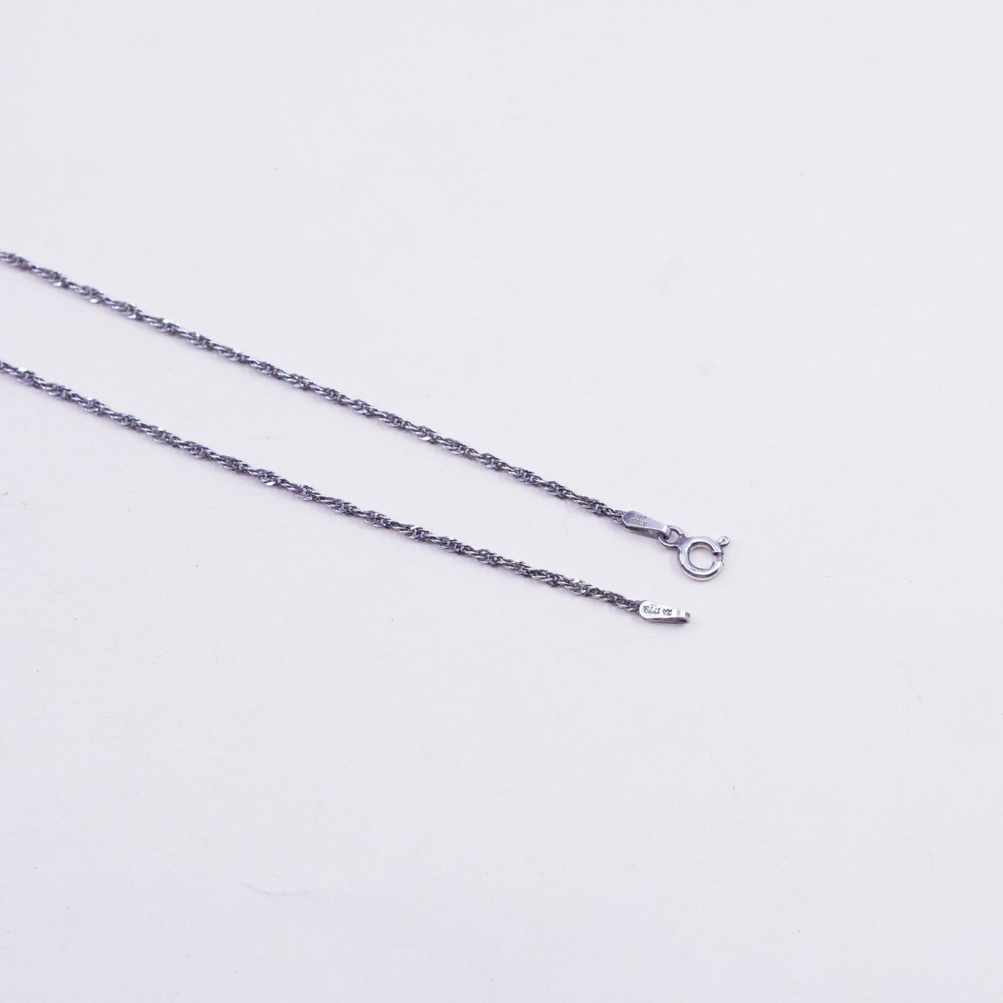 20” 1.6mm, vintage sterling silver necklace, 925 Singapore rope chain