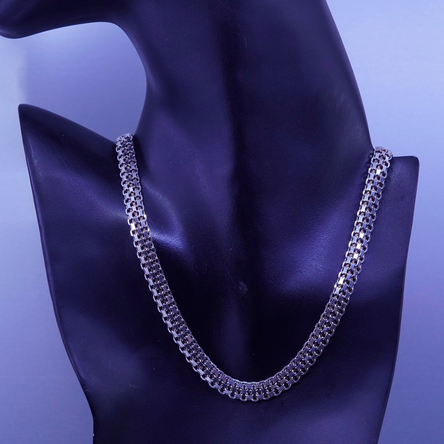 16” 8mm, Italy Milor Sterling 925 silver handmade flatten wide nugget necklace