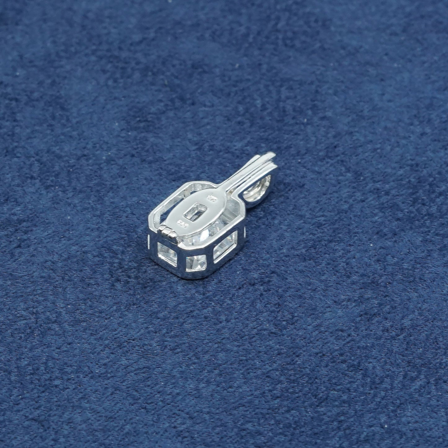 vtg interchangeable Sterling silver handmade pendant, 925 w/ square crystal