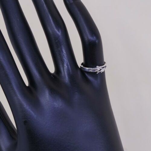 Size 3.75, Vtg Sterling Silver handmade open end Ring. 925 Dolphin Pinky Band