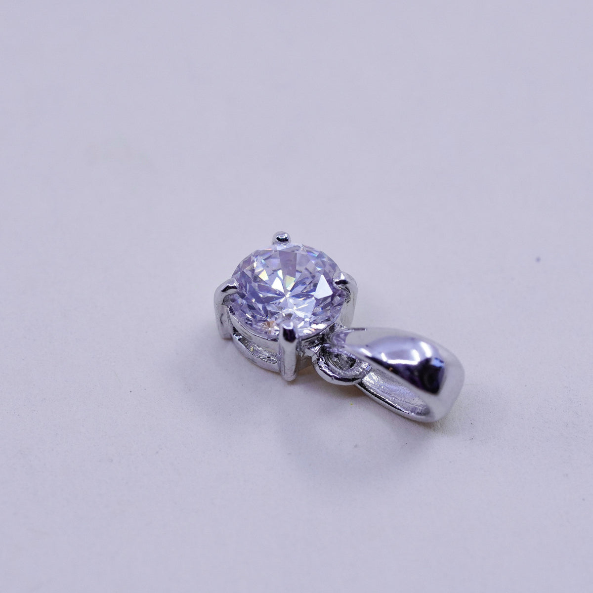 Vintage sterling silver cz crystal pendant, 925 silver pendant