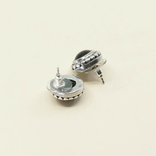Vintage Sterling Silver Handmade Earrings, 925 Silver Studs W/ Obsidian