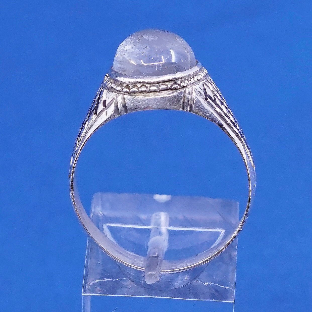 Size 11, vtg Sterling silver handmade ring, 925 band w/ glass