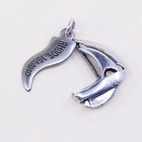 Rhode Island sterling silver handmade pendant, 925 soufeel sailing boat charm
