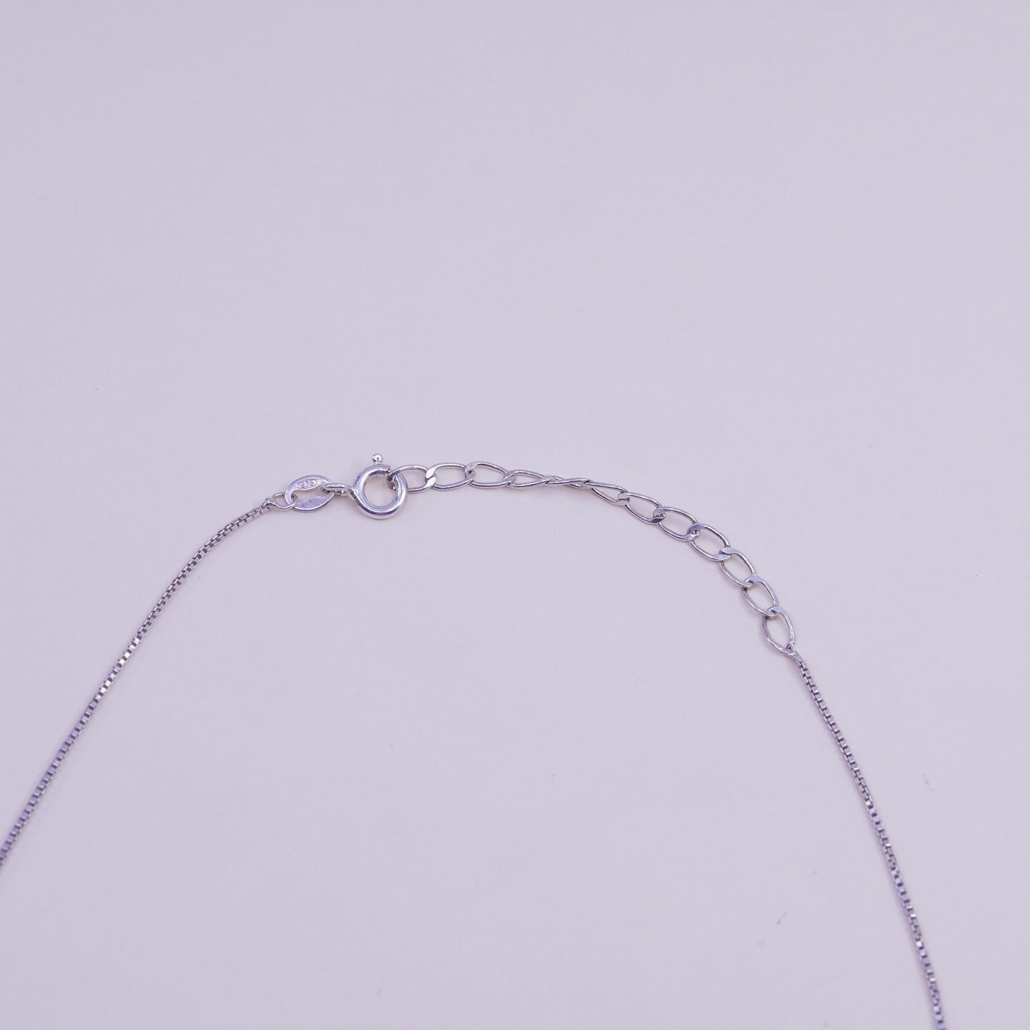 16+2”, vintage sterling silver box chain necklace with cz