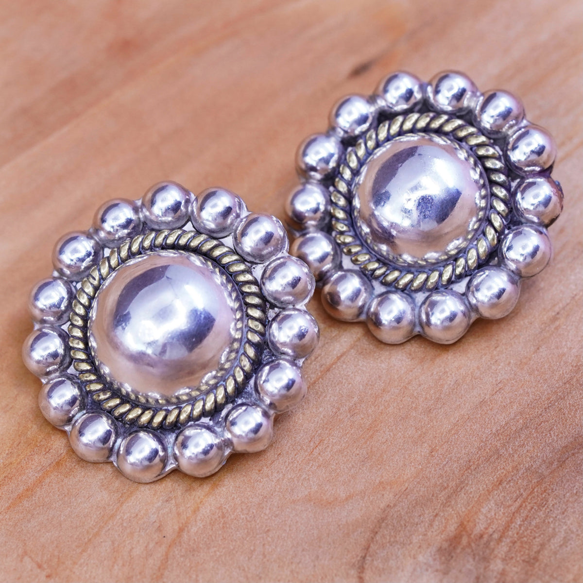 Sterling silver handmade earrings, 925 clip on earrings w/ beads N brass cable