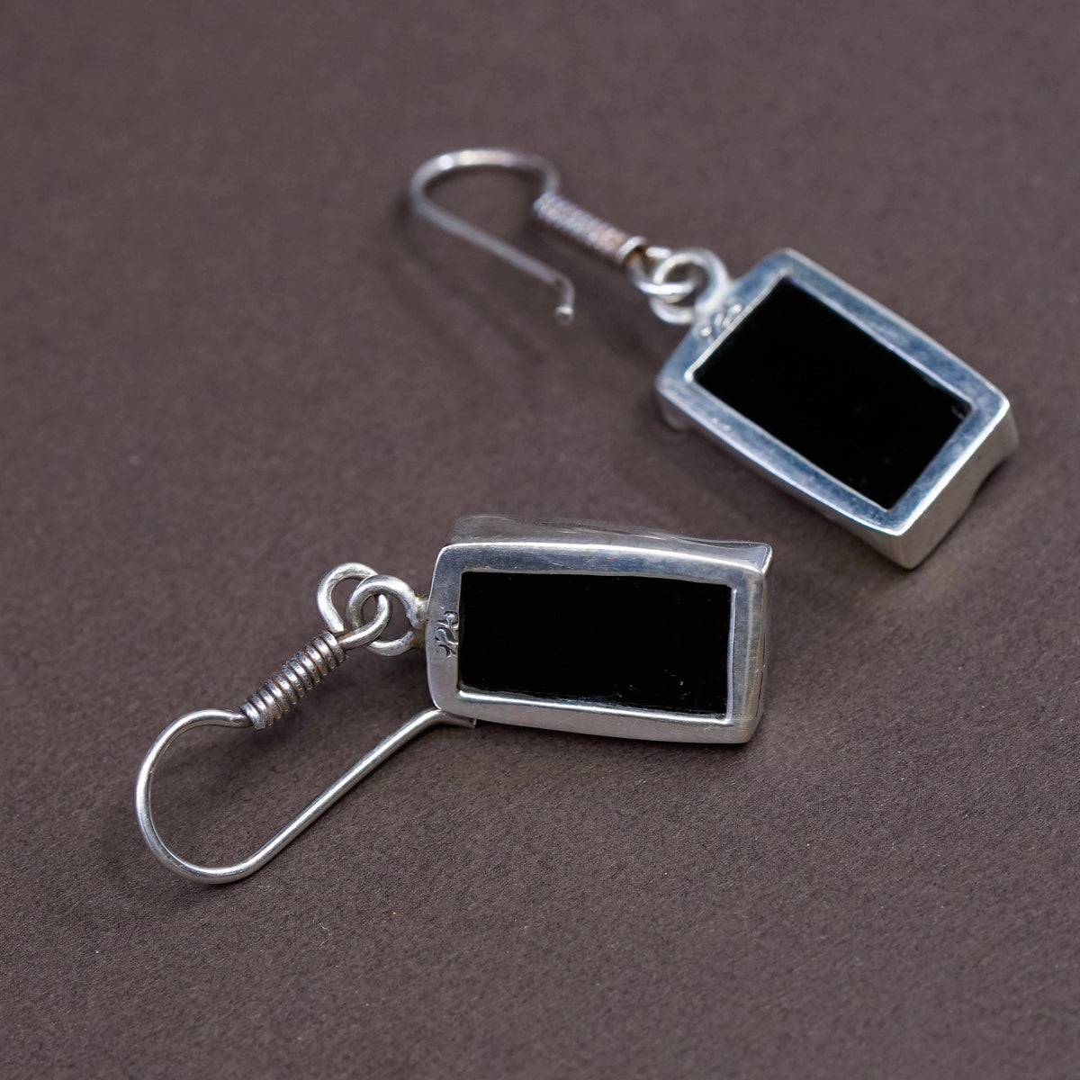 Vintage Sterling silver handmade earrings, solid 925 silver glass beads