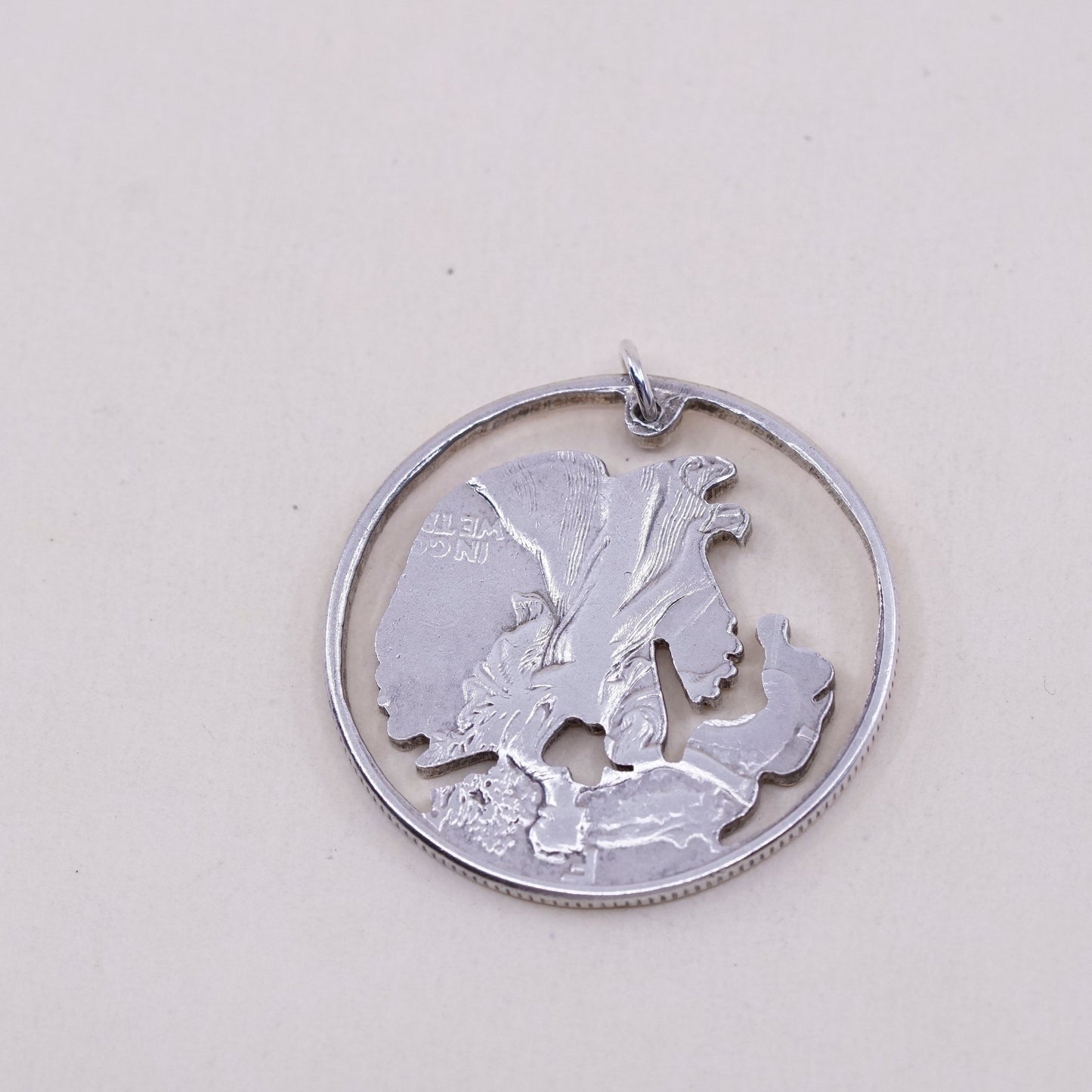 vtg Sterling 925 silver handmade pendant, half dollar coin walking eagle charm