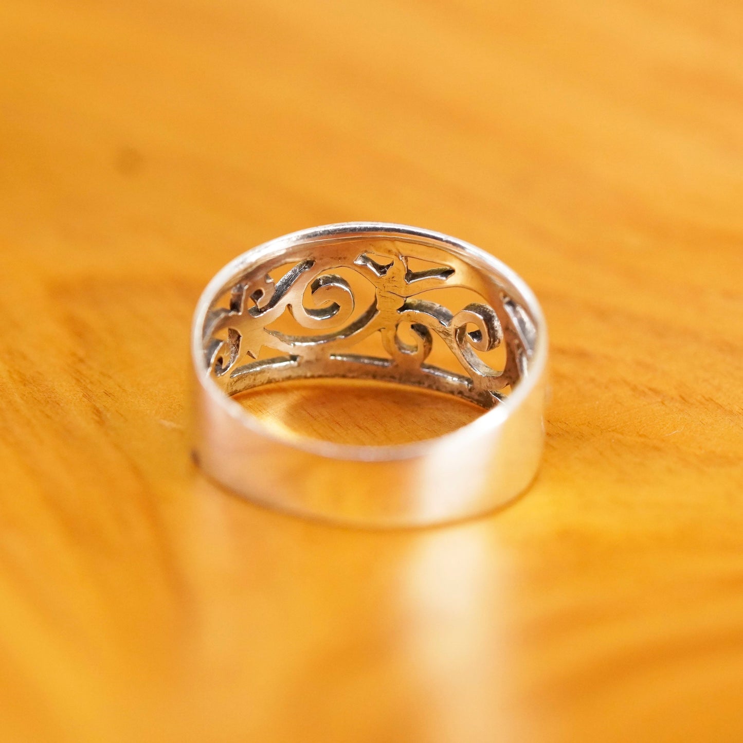Size 7, Sterling silver handmade ring, southwestern, 925 filigree swirl band
