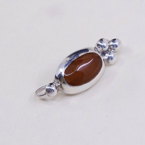 Amazing Mexico handmade Sterling Silver earrings, 925 Beads W/ Carnelian Inlay