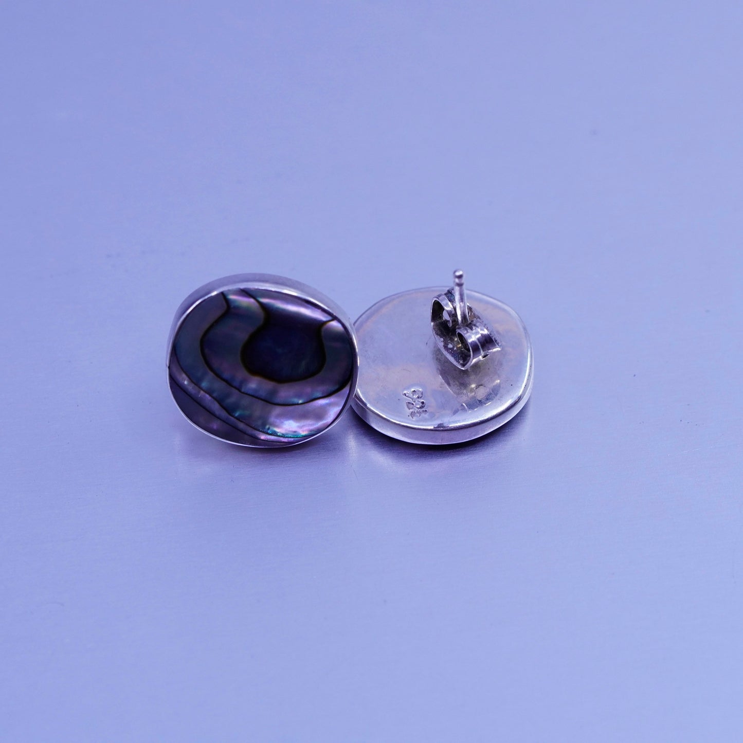 Vintage Sterling 925 silver handmade earrings, abalone studs