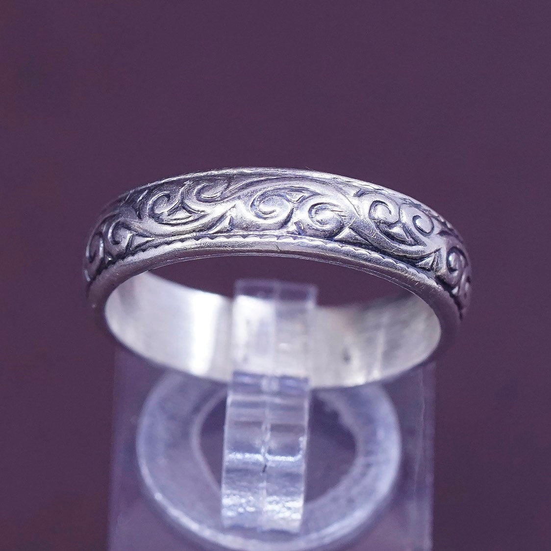sz 9.75, mexico sterling silver handmade 925 statement ring with swirl pattern