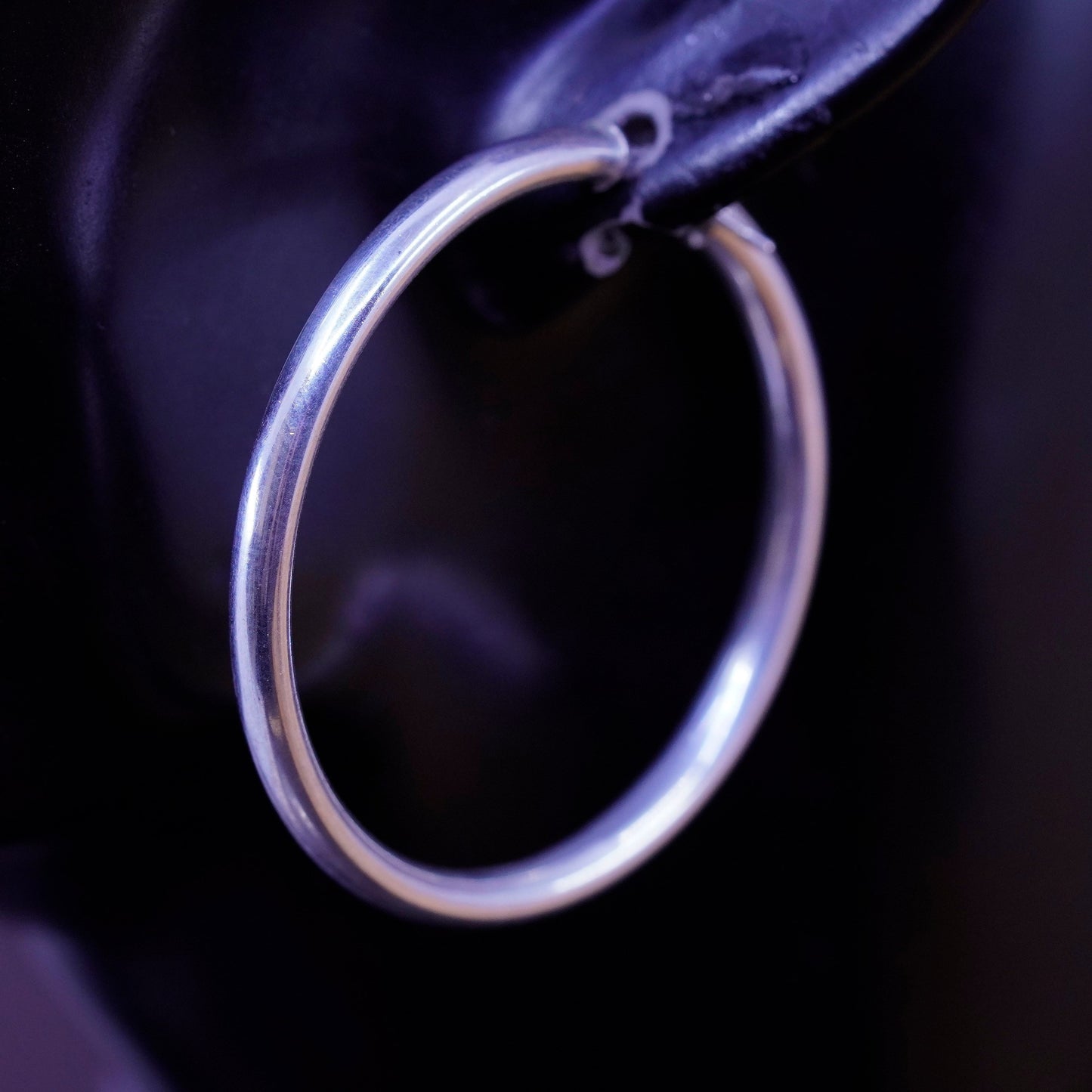 1.5”, vintage Sterling silver handmade earrings, 925 bold hoops