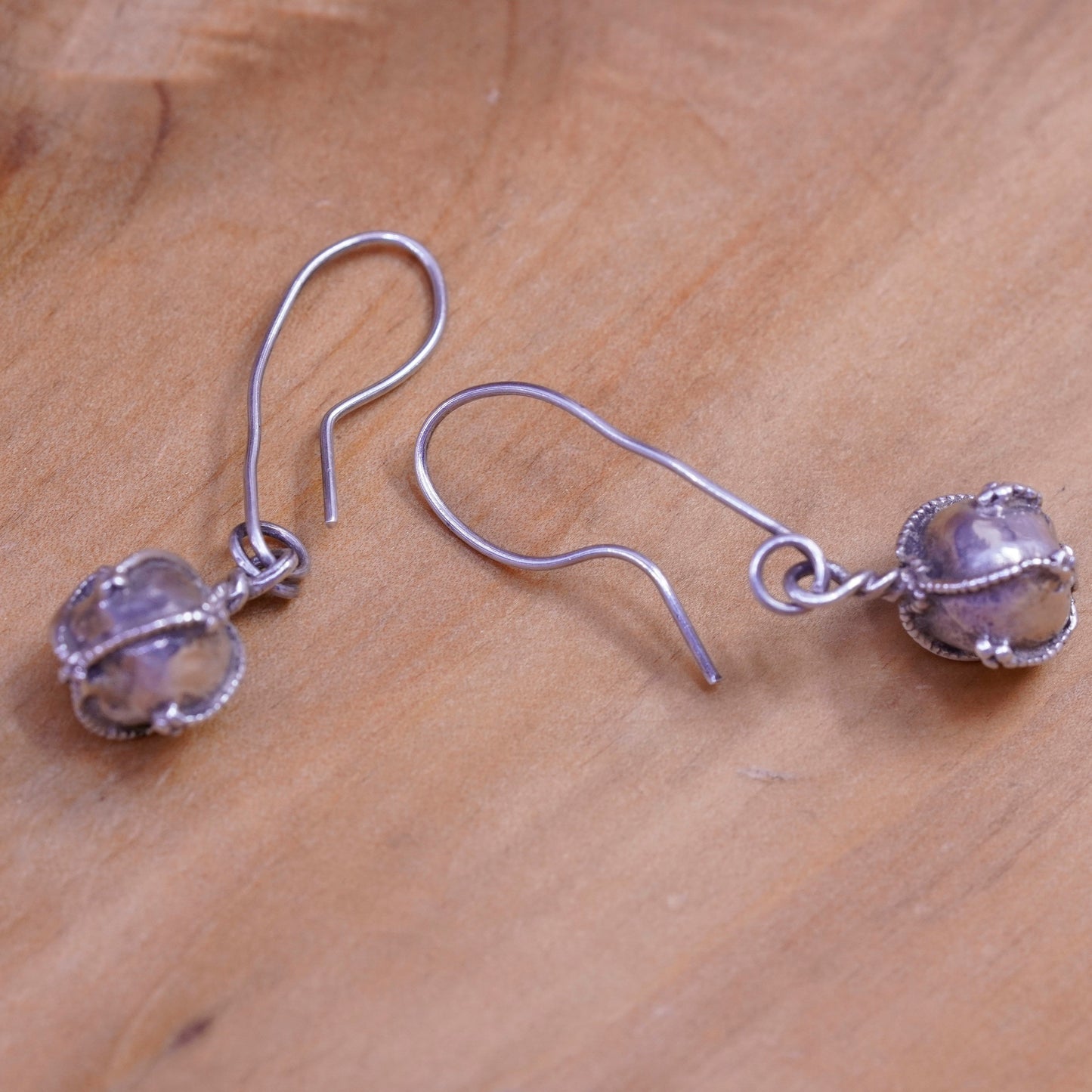 Vintage Sterling silver Handmade earrings, 925 bead dangles