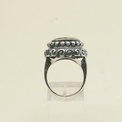 Size 8, Vtg Handmade Ring in Sterling Silver N Abalone - Stamped 925 CFJ Thai