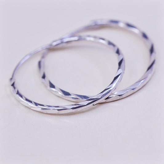 0.75”, Vintage sterling 925 silver loop earrings, fashion minimalist primitive hoops, silver tested