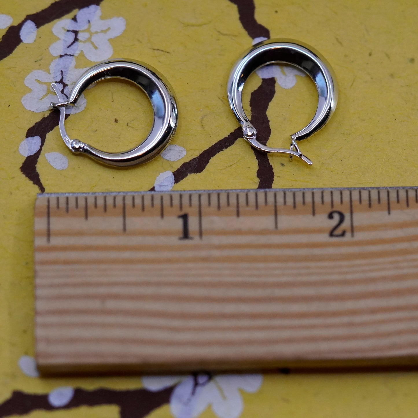 0.75”, Vintage Sterling silver handmade earrings, maxico 925 hoops
