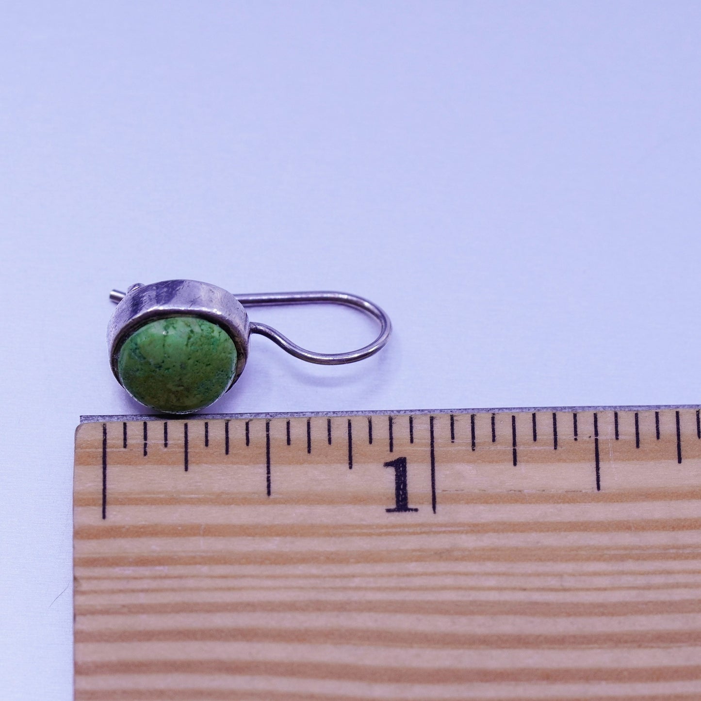 Vintage Sterling 925 silver handmade earrings with round turquoise