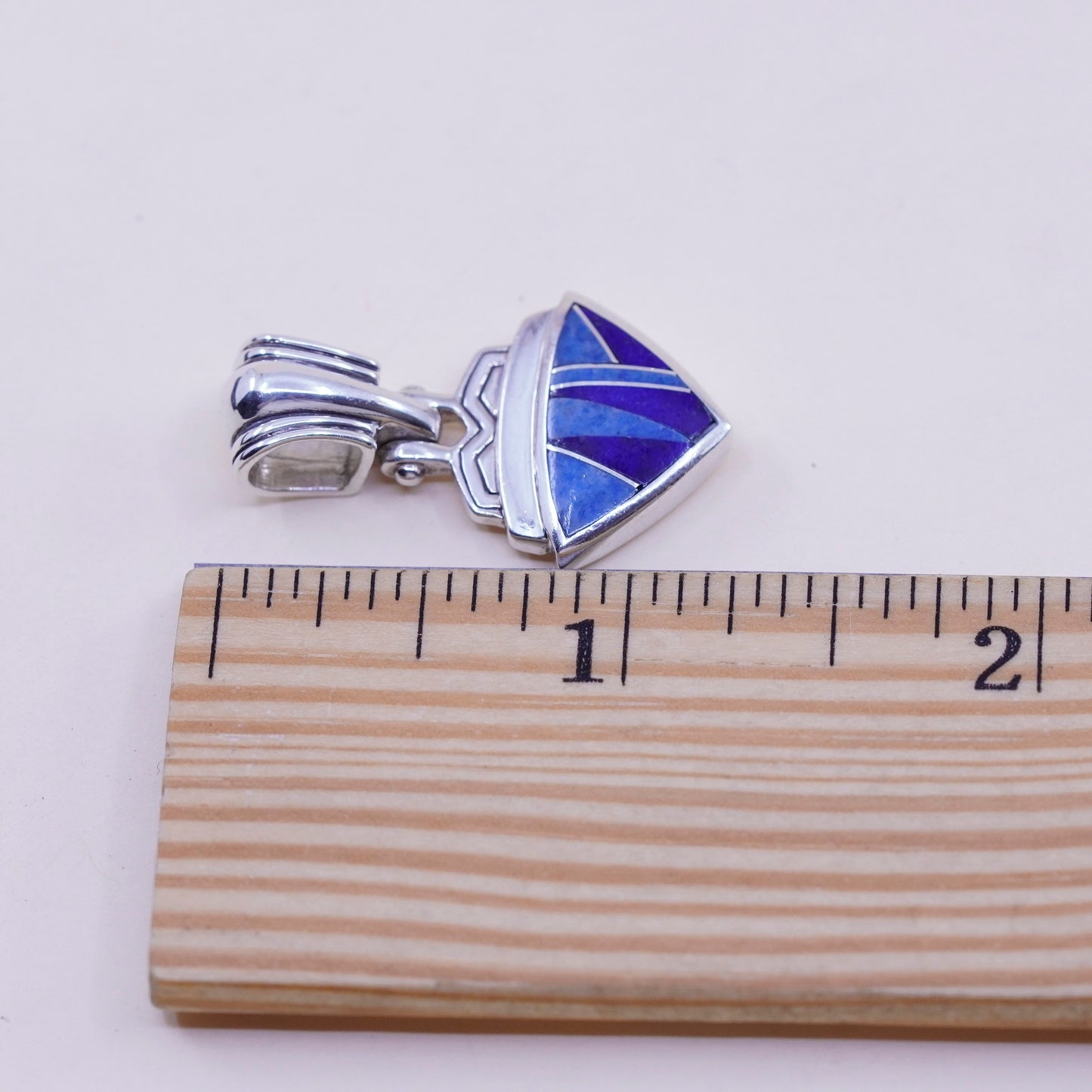 Vintage Teme Navajo Zuni Sterling 925 silver handmade pendant w/ sodalite lapis