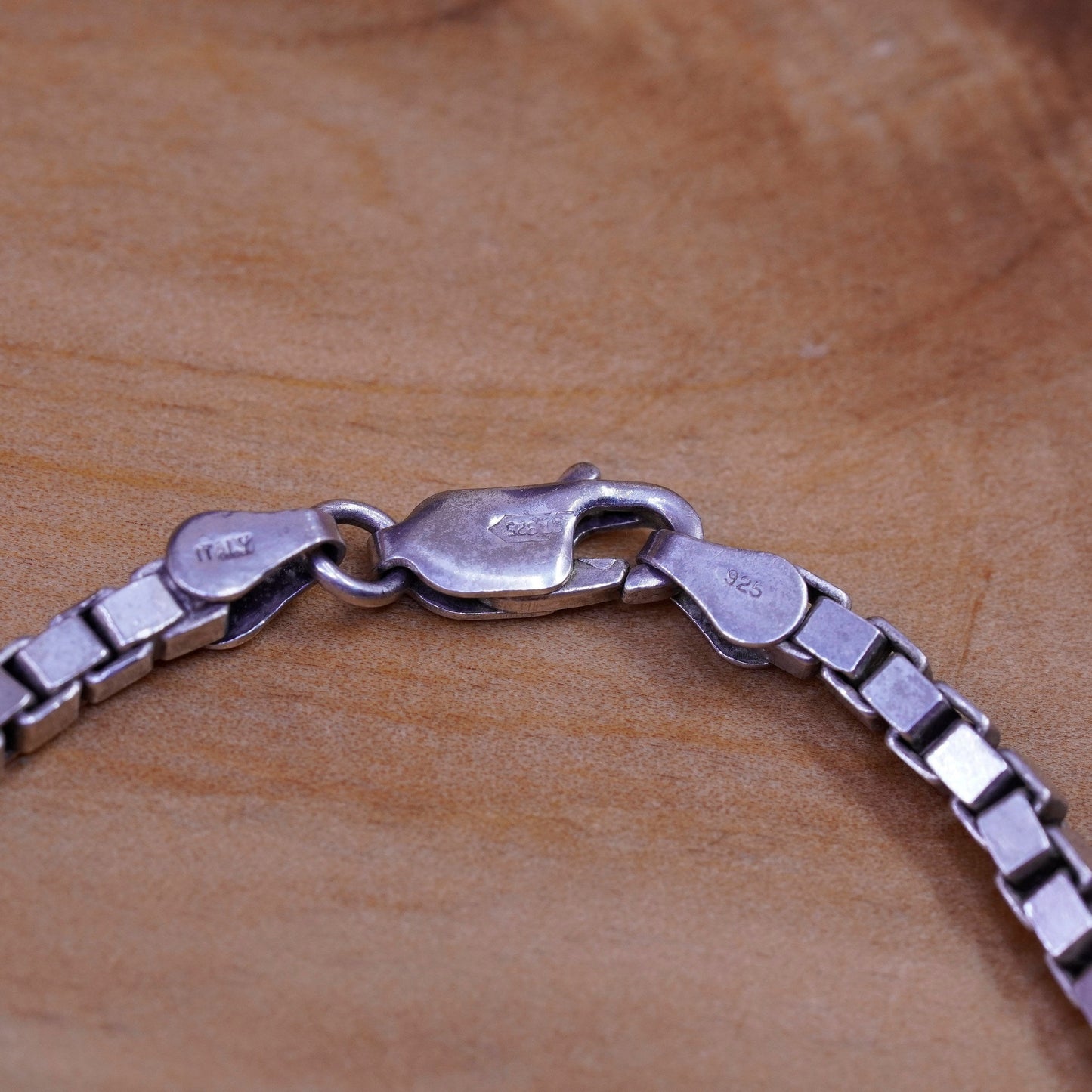 6.5”, 3mm, vintage Sterling silver handmade bracelet, Italy 925 box chain