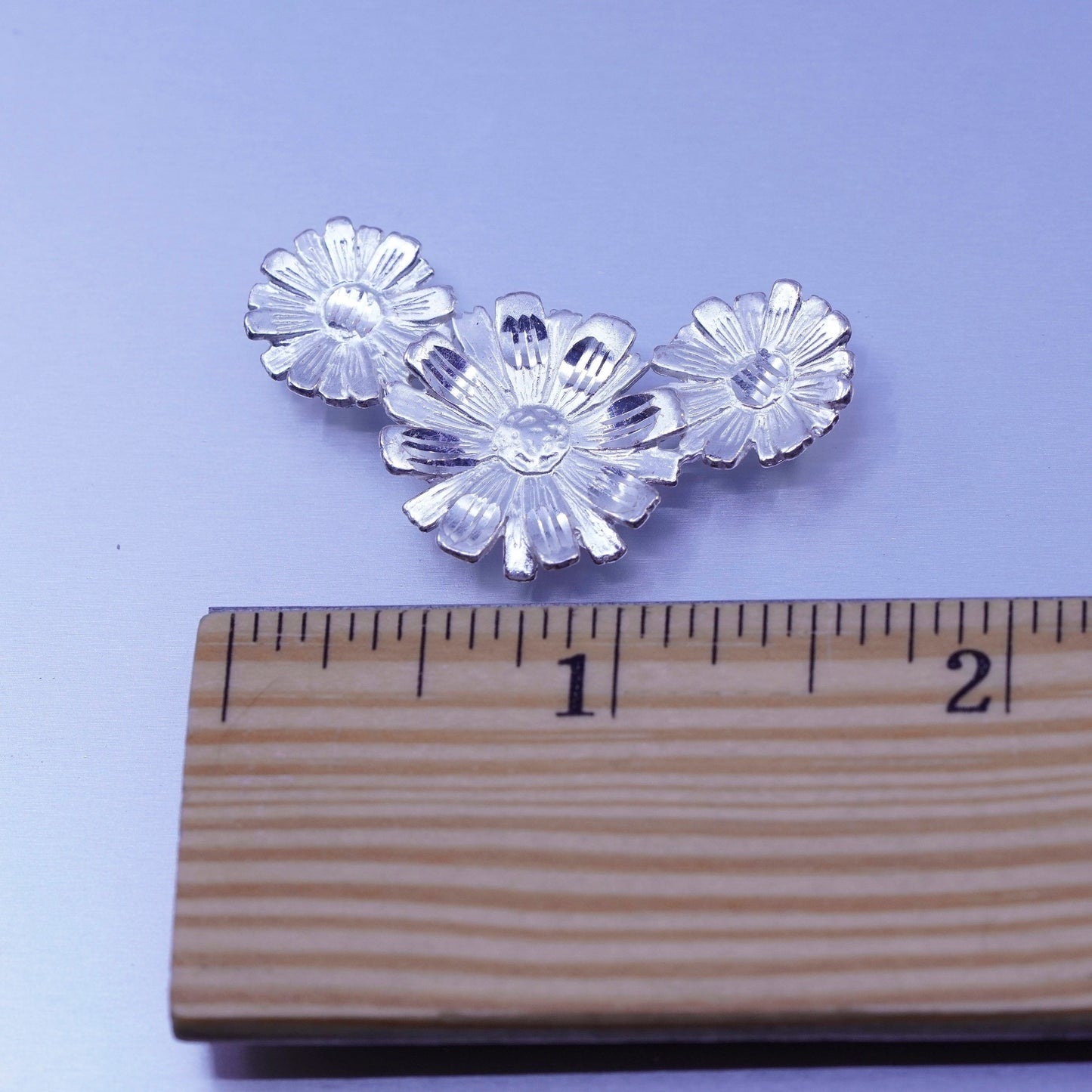 Antique Sterling silver handmade charm, 925 daisy flower pendant