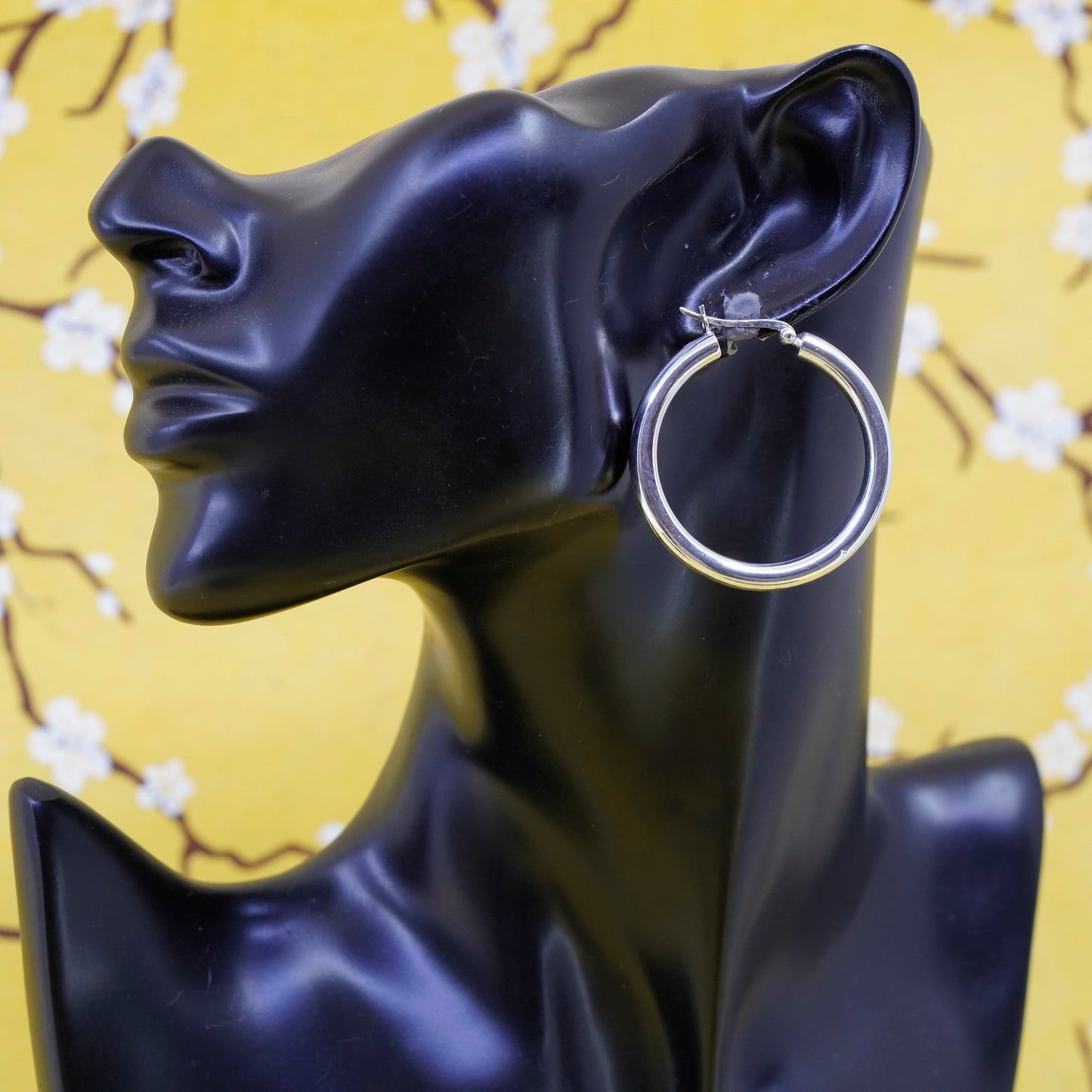 1.5”, Sterling silver handmade hoop earrings, Thailand bold 925 huggie