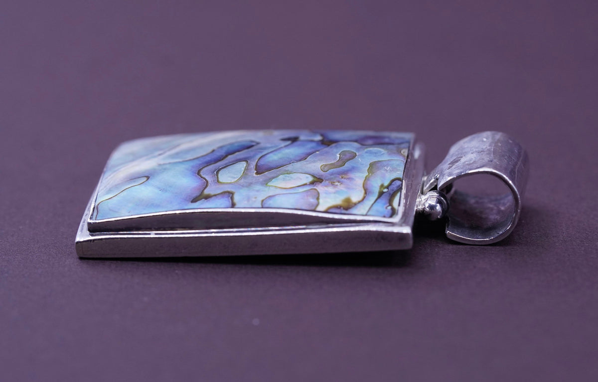 vtg Exex by Claudia Agudelo Sterling 925 silver handmade pendant with abalone