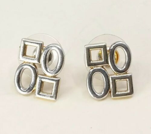 Vtg Sterling silver Handmade Earrings, Solid 925 Hoop Studs, Stamped 925