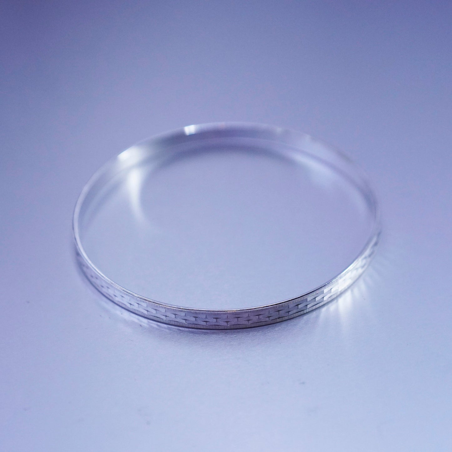8.75”, vtg Italian Milor Sterling 925 silver handmade bracelet, textured bangle