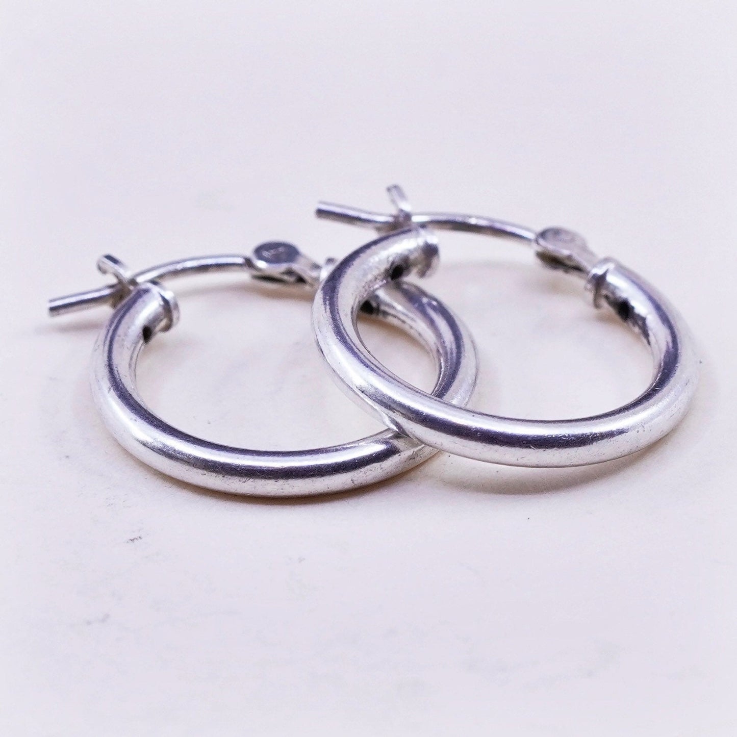 0.5”, Vintage sterling silver loop earrings, fashion minimalist, 925 hoops