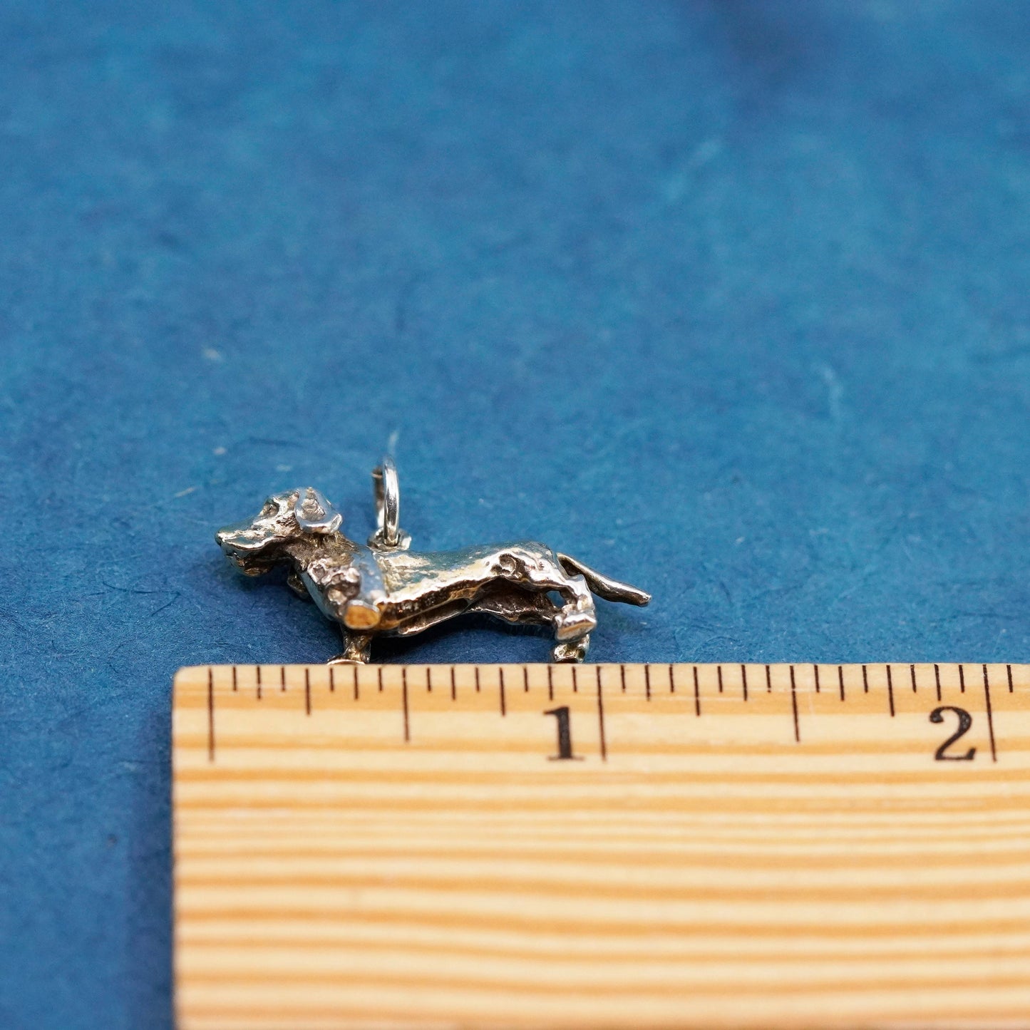 Vintage Sterling silver handmade pendant. 925 Dachshund dog charm